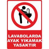 ChicArt Design Studio Lavabolarda Ayak Yıkamak Yasaktır Dijital Uv Folyo Baskı Uyarı Etiket Yapıştırma Sticker 25X35