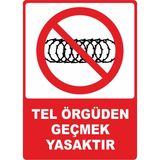 ChicArt Design Studio Tel Örgüden Geçmek Yasaktır Dijital Uv Folyo Baskı Uyarı Etiket Yapıştırma Sticker 25X35 cm