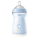 Chicco Natural Feeling Anti-Kolik biberon 6 aylık 330 ml, yumuşak ve esnek silikon vantuzlu bebek şişesi, emzirme için uygundur, mavi