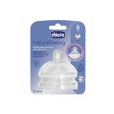 Chicco Natural Feeling Silikon Biberon Emziği, 2'li, 6 Ay+, Hızlı Akış, Şeffaf