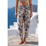 Chiccy Bej Cepli Baskılı Lastikli Bel Kısa Paça Casual Pamuklu Dokuma Pantolon 89 56
