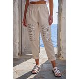 Chiccy İtalyan Bej Cepli Pul Payetli Lastikli Bel Dar Paça Casual Dokuma Pantolon 95 65