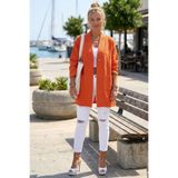 Chiccy Turuncu Kimono Yaka 3/4 Kol Düğmeli Çift Cepli Casual Flamlı Pamuklu Kumaş Dokuma Ceket 85 60