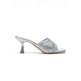 CHİCELLA SHOES Leonei Gümüş Örgü Detaylı Kadın Terlik