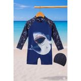 CHİCKİDSWEAR Erkek Çocuk Uzun Kollu Sırt fermuarlı Şortlu Tulum Mayo Ve Bone Seti