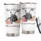 CHICKOR Motosiklet Bardağı 20 oz - Sadece Motosikletleri Seven Bir Kadın Tumblr Hediyeleri Kadınlar için Çiçek Sürücüleri Soğuk İçecekler için Termal Kupalar, Motosiklet Severler için Hediye