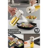 CHICMALL 2'li Çift Fonksiyonlu Cam Yağdanlık 550ml Zeytinyağı Sıvıyağ Şişesi Airfryer Sprey Yağlık Sirkelik