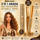 Chiconom Kablosuz Saç Düzleştirici & Bukle Yapıcı, Titanyum Plaka, 3 Isı Ayarı, 5000 Mah - Gold