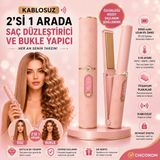 Chiconom Kablosuz Saç Düzleştirici & Bukle Yapıcı, Titanyum Plaka, 3 Isı Ayarı, 5000 Mah - Pembe - Rose