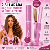 Chiconom Kablosuz Saç Düzleştirici & Bukle Yapıcı, Titanyum Plaka, 3 Isı Ayarı, 5000 Mah Taşınabilir - Pembe
