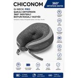 Chiconom Q-Neck Pro Şarjlı Ortopedik 360° Destekli Boyun Masaj Yastığı - Antrasit - Gri