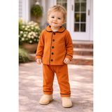 Chicsy Baby Bebek Düğmeli Pijama Takımı Yumuşak Kumaş Uzun Kollu Rahat Kesim Erkek Bebek Uyku Takımı - Açık Gri - 18 - 24 Ay