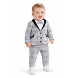 Chicsy Baby Erkek Bebek Ekose Takım Elbise 3’lü Papyonlu Ceket Pantolon Şık Kombin