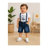 Chicsy Baby Erkek Bebek Mavi Gabardin Kapri Pantolon Yazlık Rahat Kalıp Çocuk Şort