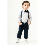 Chicsy Baby Erkek Bebek Papyonlu Askılı Takım Lacivert Pantolonlu Özel Gün Şık Kombin Seti - 3 - 6 Ay - Siyah