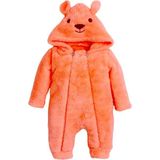 Chicsy Baby Kışlık Tatlı Ayıcık Figürlü Kapüşonlu Peluş Bebek Tulum - Pembe - 12 Ay