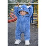 Chicsy Baby Kışlık Tatlı Bebek Peluş Astronot Tulum Kapüşonlu Fermuarlı, Kulak Detaylı, Yumuşak Kışlık - Mavi - 0-3 M