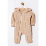 Chicsy Baby Kışlık Tatlı Çift Fermuarlı Kapüşonlu Peluş Bebek Tulum - Ekru - 9 - 12 Ay