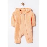 Chicsy Baby Kışlık Tatlı Çift Fermuarlı Kapüşonlu Peluş Bebek Tulum - Somon - 9 - 12 Ay