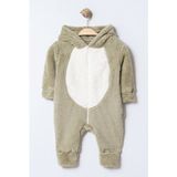 Chicsy Baby Kışlık Tatlı Erkek Bebek Peluş Kapüşonlu Fermuarlı Tulum - Yeşil - 3-6 M