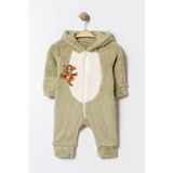 Chicsy Baby Kışlık Tatlı Kaplan Nakışlı Fermuarlı Welsoft Bebek Tulum - Yeşil - 0-3 M