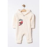 Chicsy Baby Kışlık Tatlı Kız Bebek Welsoft Minnie Mouse Kapüşonlu Fermuarlı Tulum - Beyaz - 0-3 M