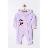Chicsy Baby Kışlık Tatlı Kız Bebek Welsoft Minnie Mouse Kapüşonlu Fermuarlı Tulum - Lila - 6-9 M