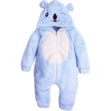 Chicsy Baby Kışlık Tatlı Peluş Kapüşonlu Ayıcık Nakışlı Bebek Çocuk Welsoft Tulum - Açık Mavi - 1 Yaş