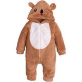 Chicsy Baby Kışlık Tatlı Peluş Kapüşonlu Ayıcık Nakışlı Bebek Çocuk Welsoft Tulum - Kahverengi - 3 Yaş