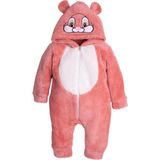 Chicsy Baby Kışlık Tatlı Peluş Kapüşonlu Tavşan Nakışlı Bebek Çocuk Welsoft Tulum - Gül Kurusu - 1 Yaş