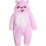 Chicsy Baby Kışlık Tatlı Peluş Pamuklu Göz Nakışlı Kapüşonlu Bebek Çocuk Welsoft Tulum - 2 Yaş - Pembe
