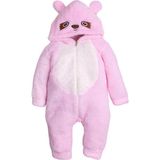 Chicsy Baby Kışlık Tatlı Peluş Pamuklu Göz Nakışlı Kapüşonlu Bebek Çocuk Welsoft Tulum - 4 Yaş - Pembe