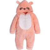 Chicsy Baby Kışlık Tatlı Peluş Pamuklu Göz Nakışlı Kapüşonlu Bebek Çocuk Welsoft Tulum - 4 Yaş - Somon