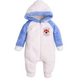 Chicsy Baby Kışlık Tatlı Peluş Pamuklu Kaplan Nakışlı Kapüşonlu Welsoft Tulum - Mavi - 0-3 M