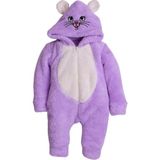 Chicsy Baby Kışlık Tatlı Peluş Pamuklu Tavşan Nakışlı Kapüşonlu Welsoft Tulum - Lila - 6-9 M