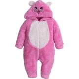 Chicsy Baby Kışlık Tatlı Peluş Pamuklu Tavşan Nakışlı Kapüşonlu Welsoft Tulum - Pembe - 6-9 M