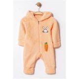 Chicsy Baby Kışlık Tatlı Peluş Tavşan Desenli Kapüşonlu Fermuarlı Bebek Tulum