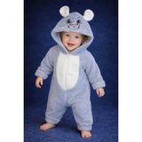 Chicsy Baby Kışlık Tatlı Sevimli Figürlü Peluş Bebek Tulum - Gri - 3 Ay