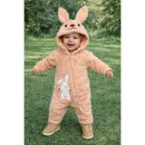 Chicsy Baby Kışlık Tatlı Tavşan Figürlü Kapüşonlu Peluş Fermuarlı Bebek Tulum - Somon - 12 Ay