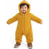 Chicsy Baby Kışlık Tatlı Unisex Kapüşonlu Peluş Fermuarlı Bebek Tulum - Hardal - 3 Ay