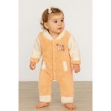 Chicsy Baby Kışlık Tatlı Welsoft Hi Yazılı Nakışlı Fermuarlı Alttan Çıtçıtlı Bebek Tulum - Somon - 6-9 M