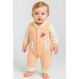 Chicsy Baby Kışlık Tatlı Welsoft Kalpli Nakışlı Kolay Giyimli Kapüşonsuz Bebek Tulum - Somon - 9 - 12 Ay