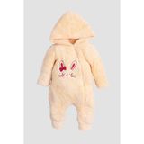 Chicsy Baby Kışlıktatlı Peluş Tavşan Nakışlı Welsoft Tulum - Bej - 0-3 M