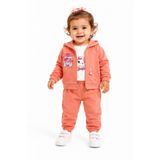 Chicsy Baby Kız Bebek 3'lü Kadife Takım Kapüşonlu Fermuarlı Hırka Body Pantolon Eşofman Takımı