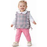 Chicsy Baby Kız Bebek Ekose Süveterli Takım 3lü Gömlek Pantolon Günlük Şık Kombin - 9 - 12 Ay - Pembe