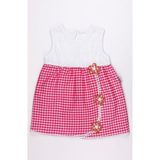 Chicsy Baby Kız Bebek Yazlık Elbise Dantel Detaylı Kareli Elbise - Pembe - 6 - 9 Ay
