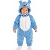 Chicsy Baby Kız Erkek Bebek Welsoft Peluş Tulum Kapüşonlu Fermuarlı Kışlık Bebek Tulumu Köpek Figürlü Yumuşak Polar Tulum - Mavi - 3-6 M
