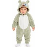 Chicsy Baby Kız Erkek Bebek Welsoft Peluş Tulum Kapüşonlu Fermuarlı Kışlık Bebek Tulumu Köpek Figürlü Yumuşak Polar Tulum - Yeşil - 6-9 M