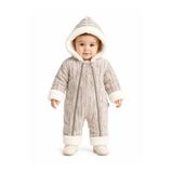 Chicsy Baby Tatlı Unisex Bebek Fitilli Kadife Kozmonot Tulum Peluş Kürklü Kapüşonlu Çift Fermuarlı Kışlık Bebek Tulumu