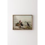 Chiemsee Gölü'ndeki Balıkçılar - Ahşap Desenli Çerçeve, Ceviz, 50 x 70